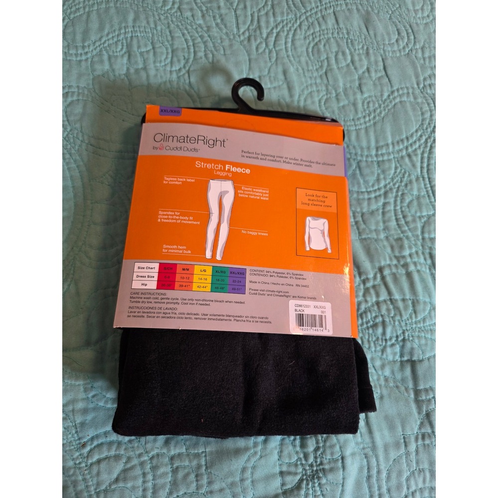 ClimateRight by Cuddl Duds Womens Stretch Fleece Leggings Black Thermal XXL - Picture 2 of 2